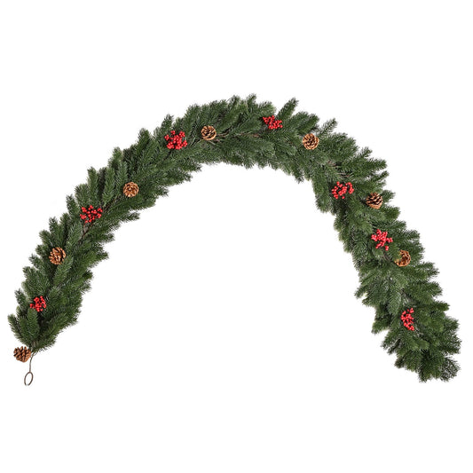 Artificial Christmas garland with pine cones and berries, 1.9M