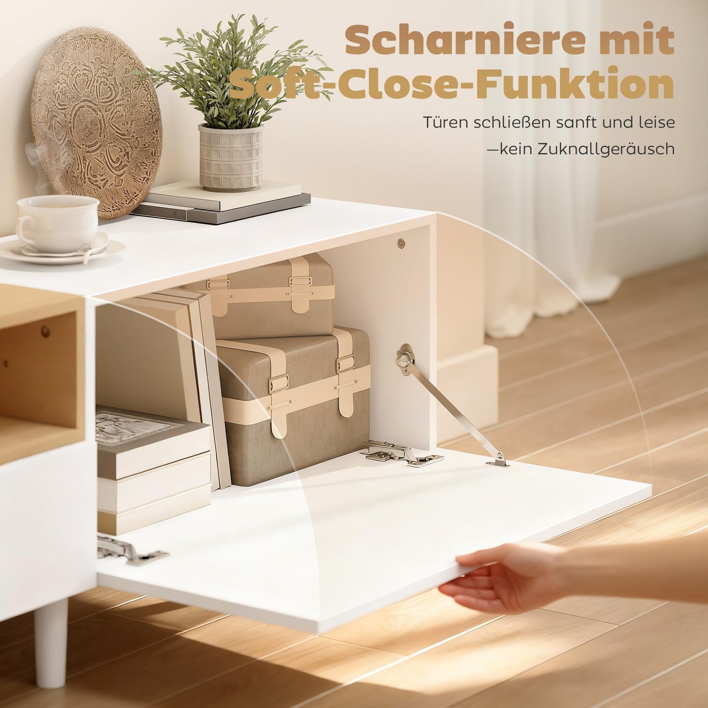 200 cm TV Stand for 90-Inch TVs, 2 Doors, Drawer, White
