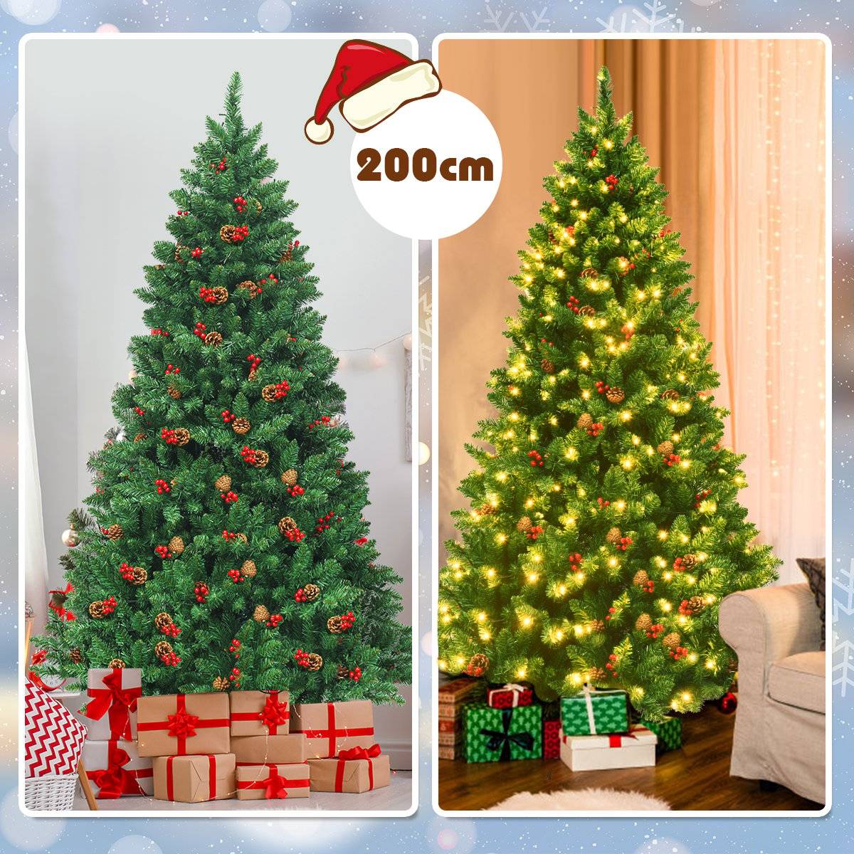 200cm artificial Christmas tree Christmas tree with 1100 branches & premium artificial tree green