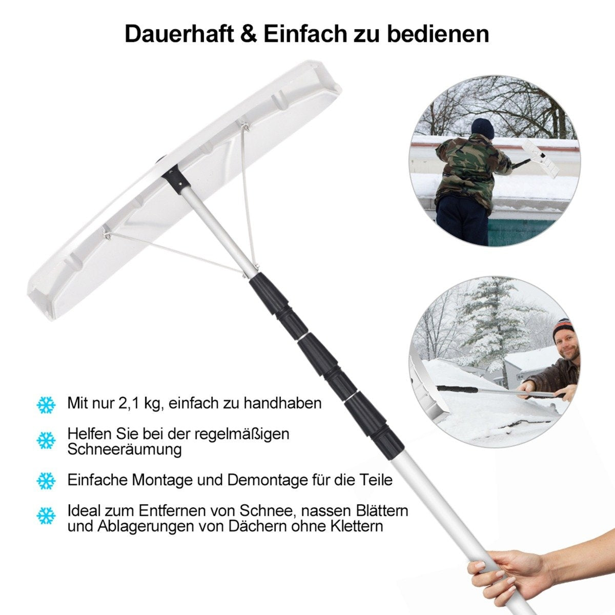 201-630 cm aluminum snow shovel with rubber lip snow clearer for roof