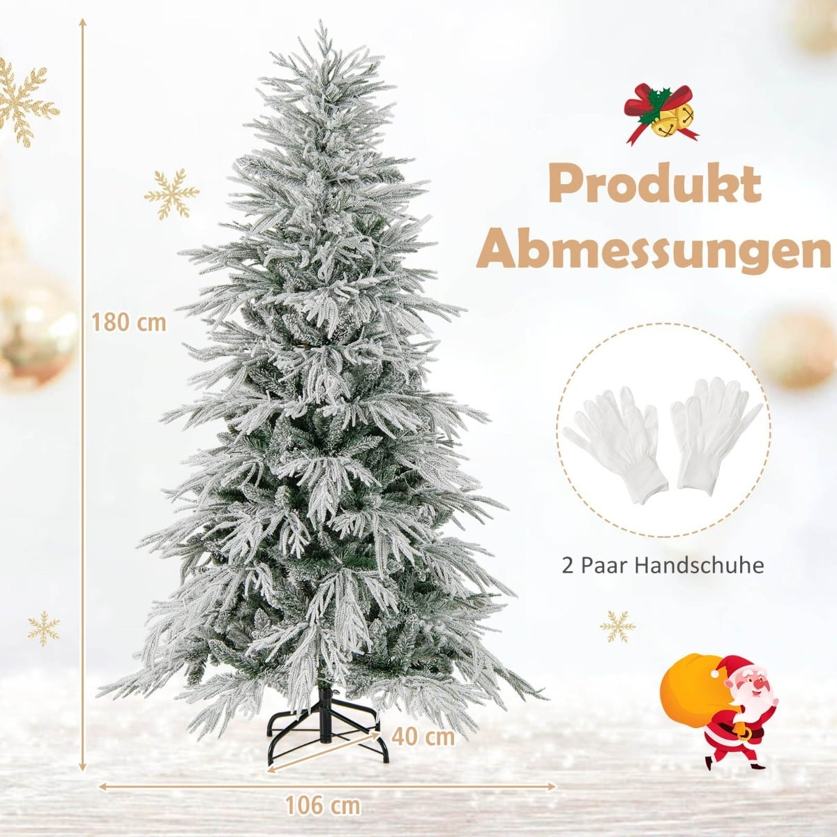 210 cm Artificial Christmas Tree, Snow-Flocked, 350 LEDs