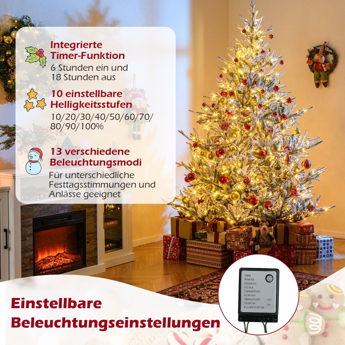 210 cm Artificial Christmas Tree with Lights & Snow