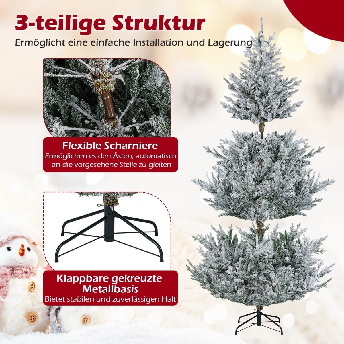 210 cm Artificial Christmas Tree with Lights & Snow