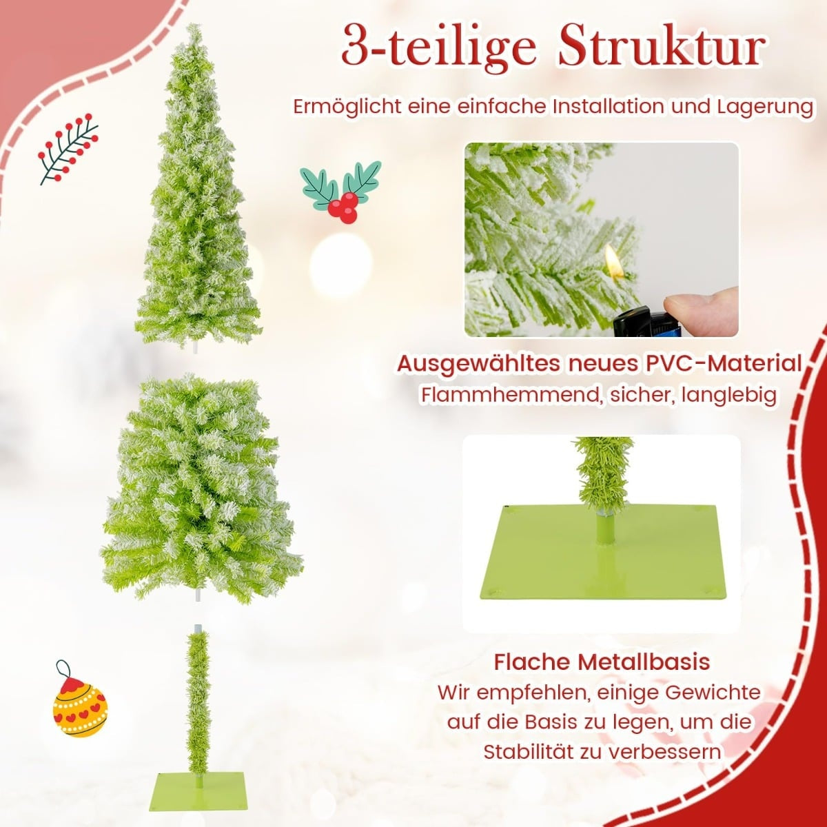 210 cm Artificial Christmas Tree with Lights and Snow