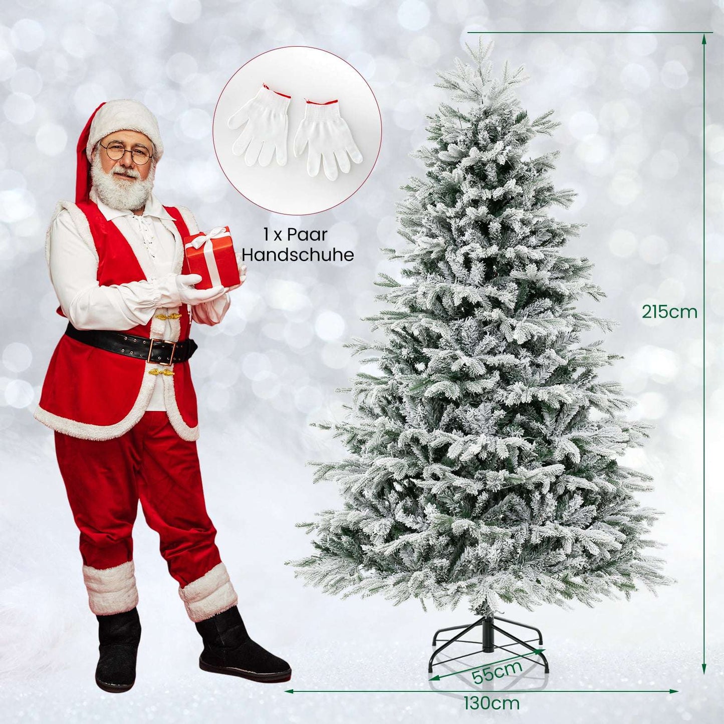 210 cm Artificial Christmas Tree with Snow and 450 LEDs