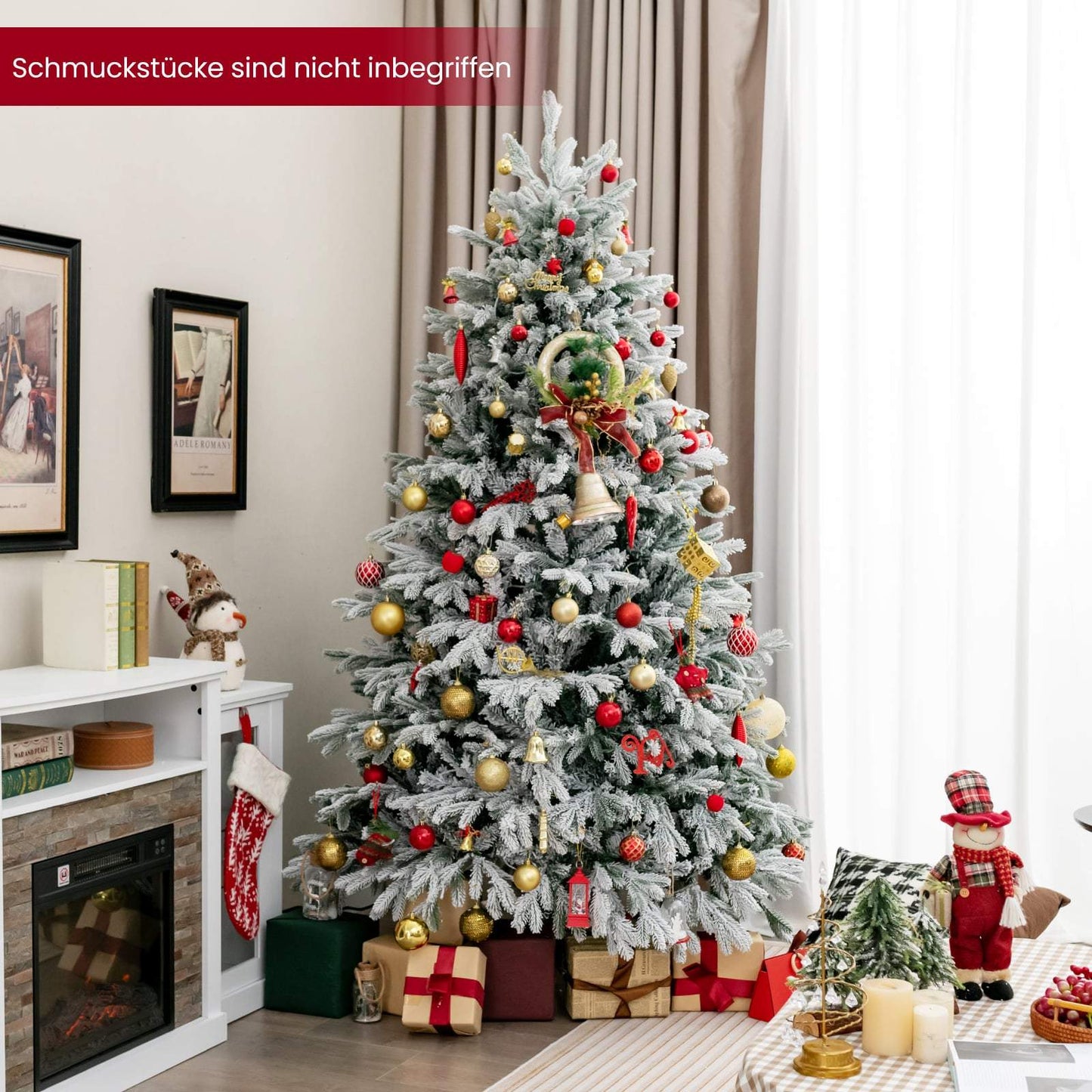 210 cm Artificial Christmas Tree with Snow and 450 LEDs