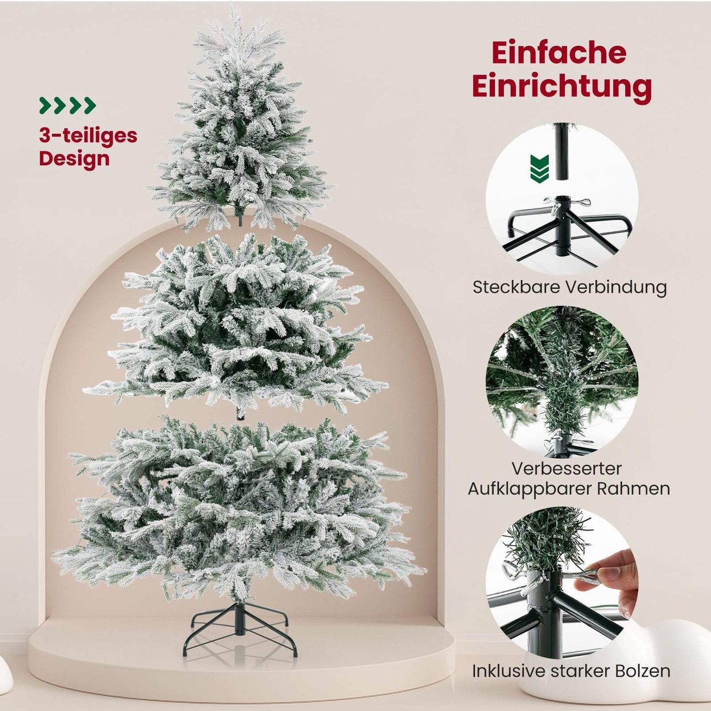 210 cm Artificial Christmas Tree with Snow and 450 LEDs