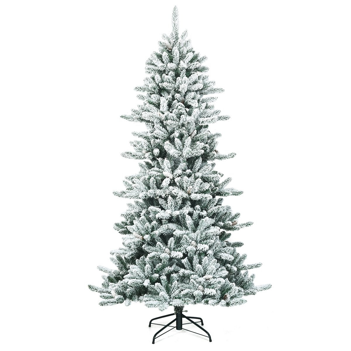 210 cm Artificial Snowy Christmas Tree with Pinecones