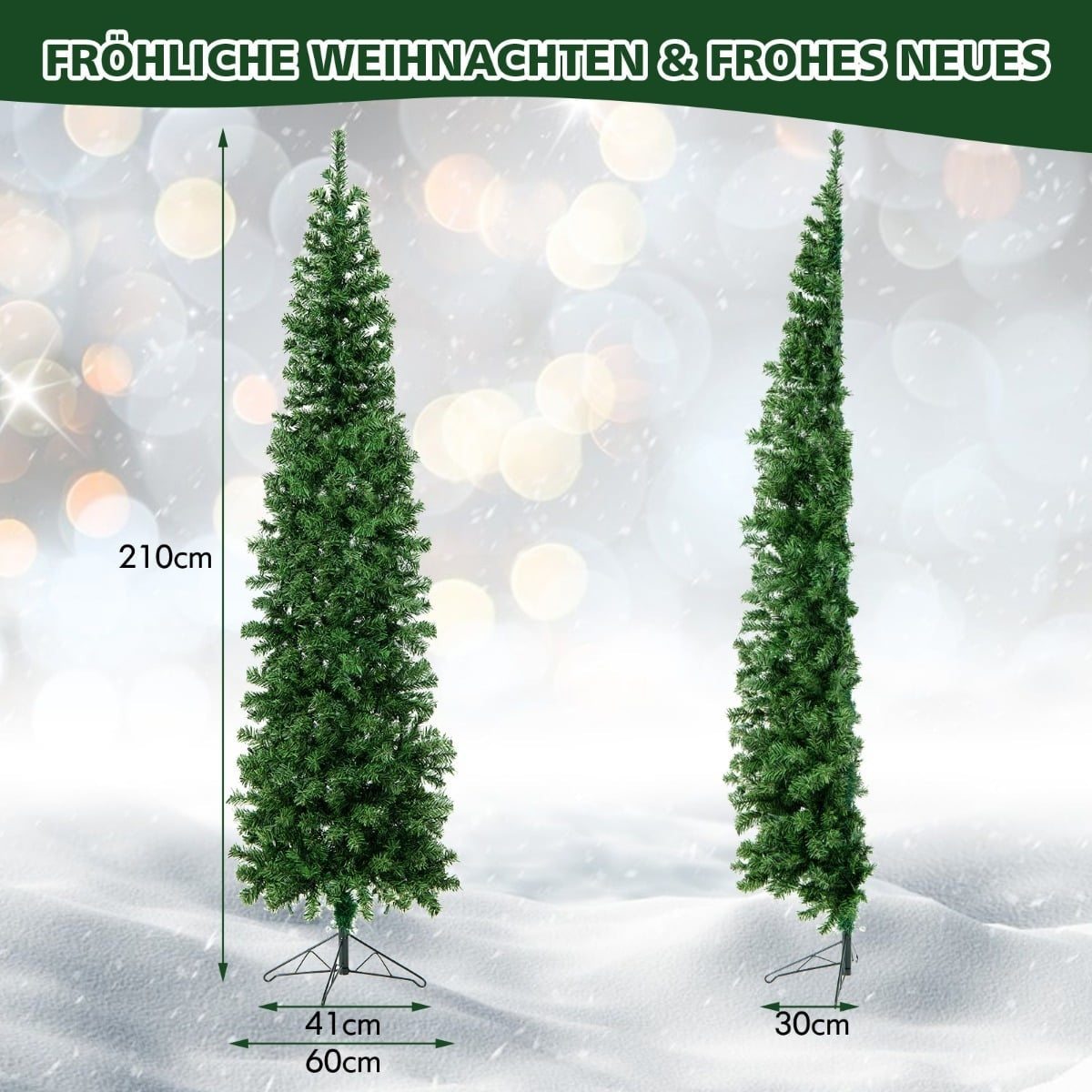210 cm Half Christmas Tree with 150 LED Lights