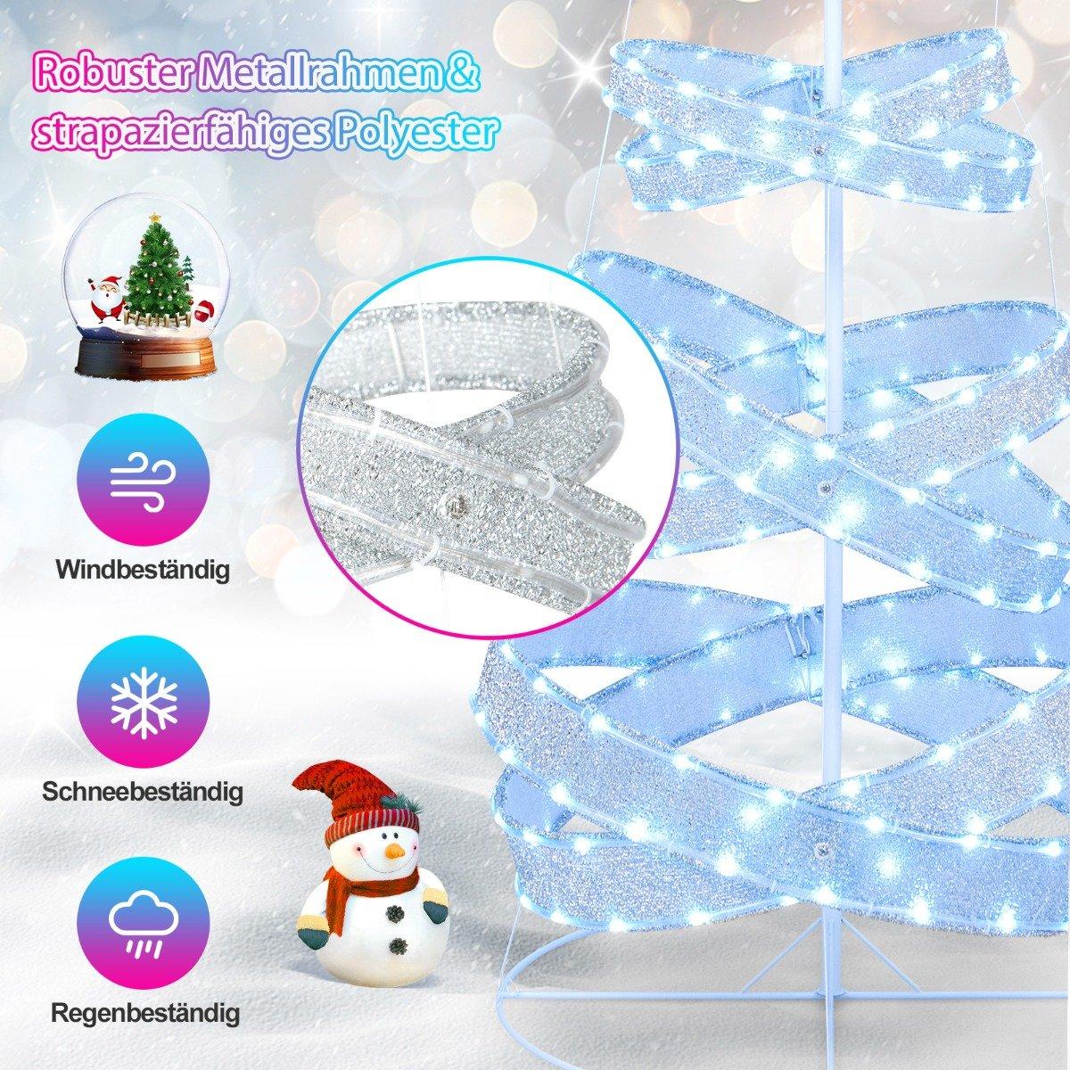 210 cm LED spiral Christmas tree made of polyester metal with 341 LEDs & 34 light modes & star