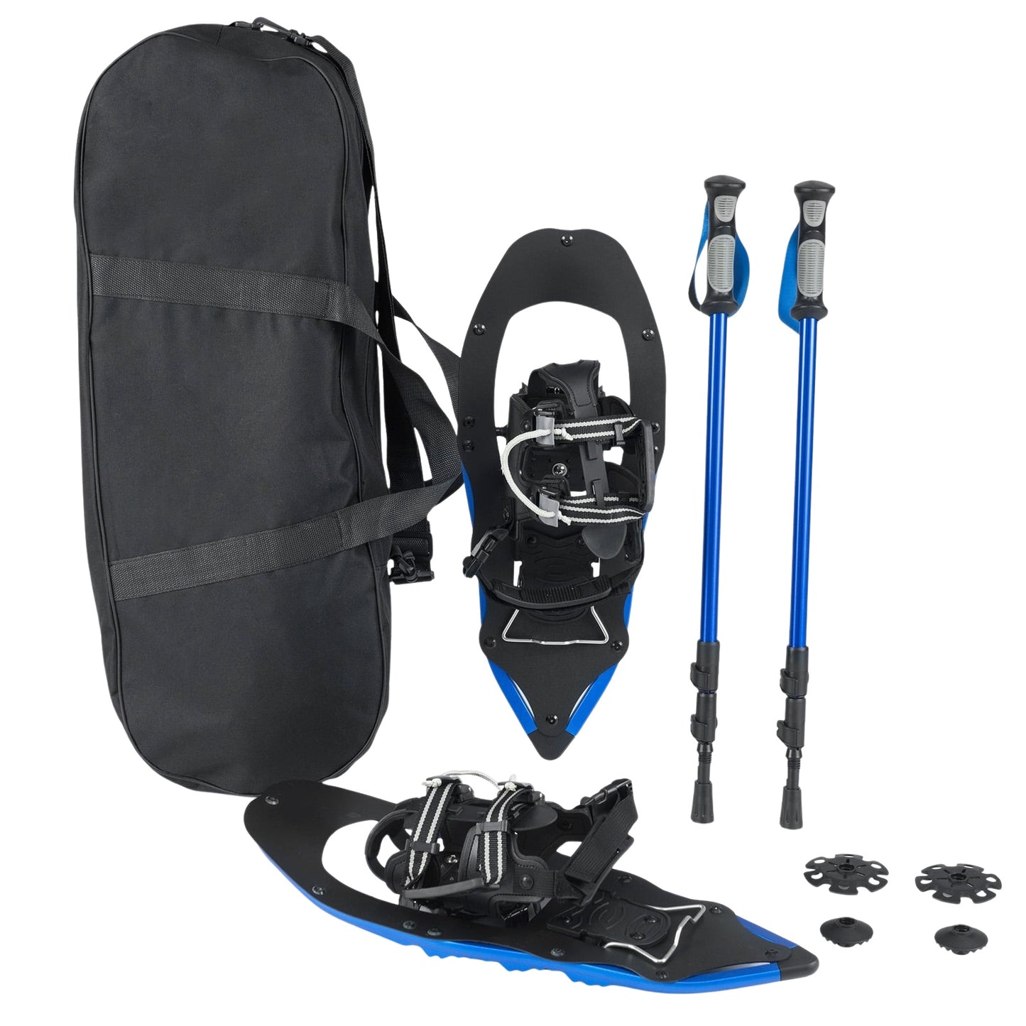 21" Snowshoes Set with Poles, Size 35-40, Blue