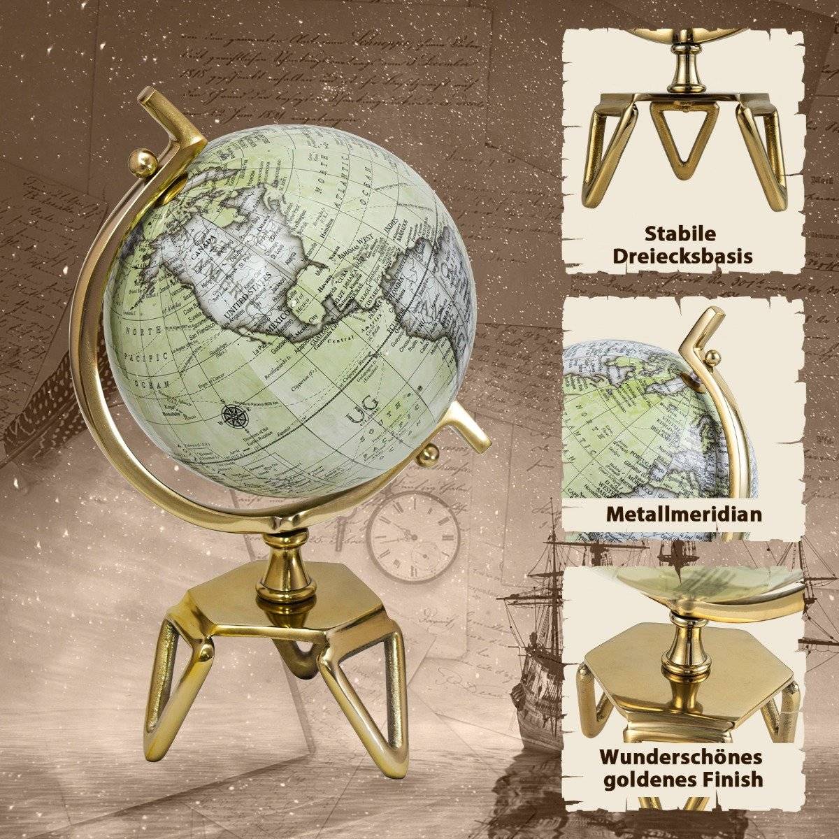 Ø 21 cm Antique globe with metal base Rotating student globe Geographic globe Ø 21 cm