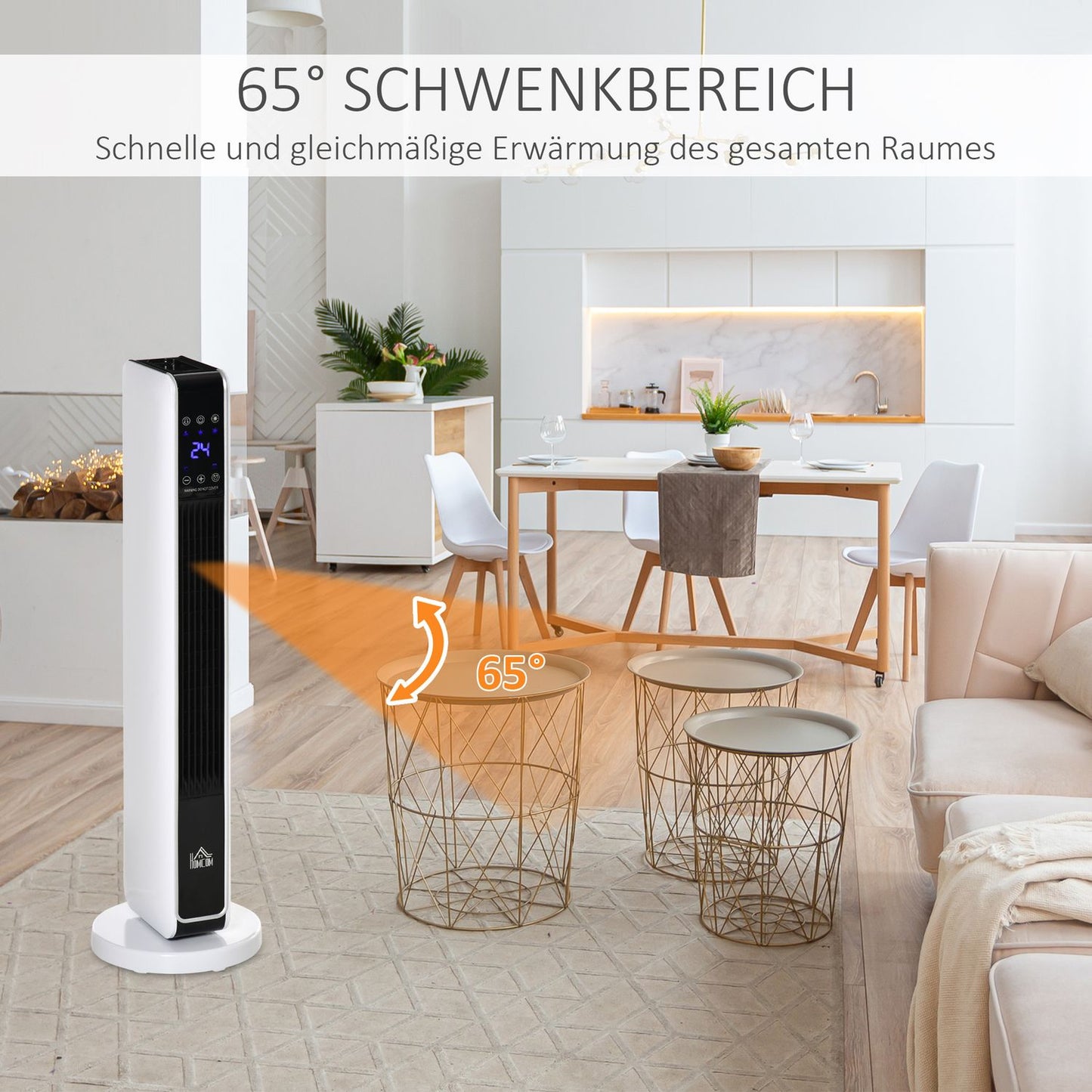 2200W electric fan heater, remote control, timer, oscillating