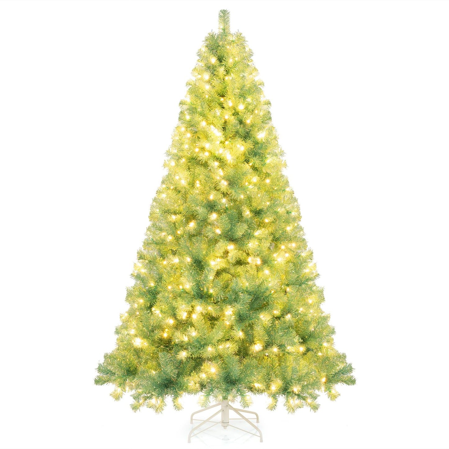 225 cm Artificial Christmas Tree with LED Lights, Green