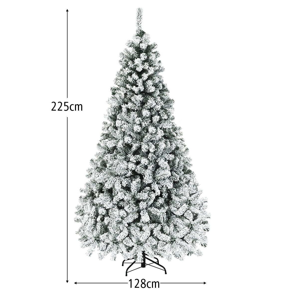 225cm Artificial Christmas Tree with Snow and Warm LED Lights