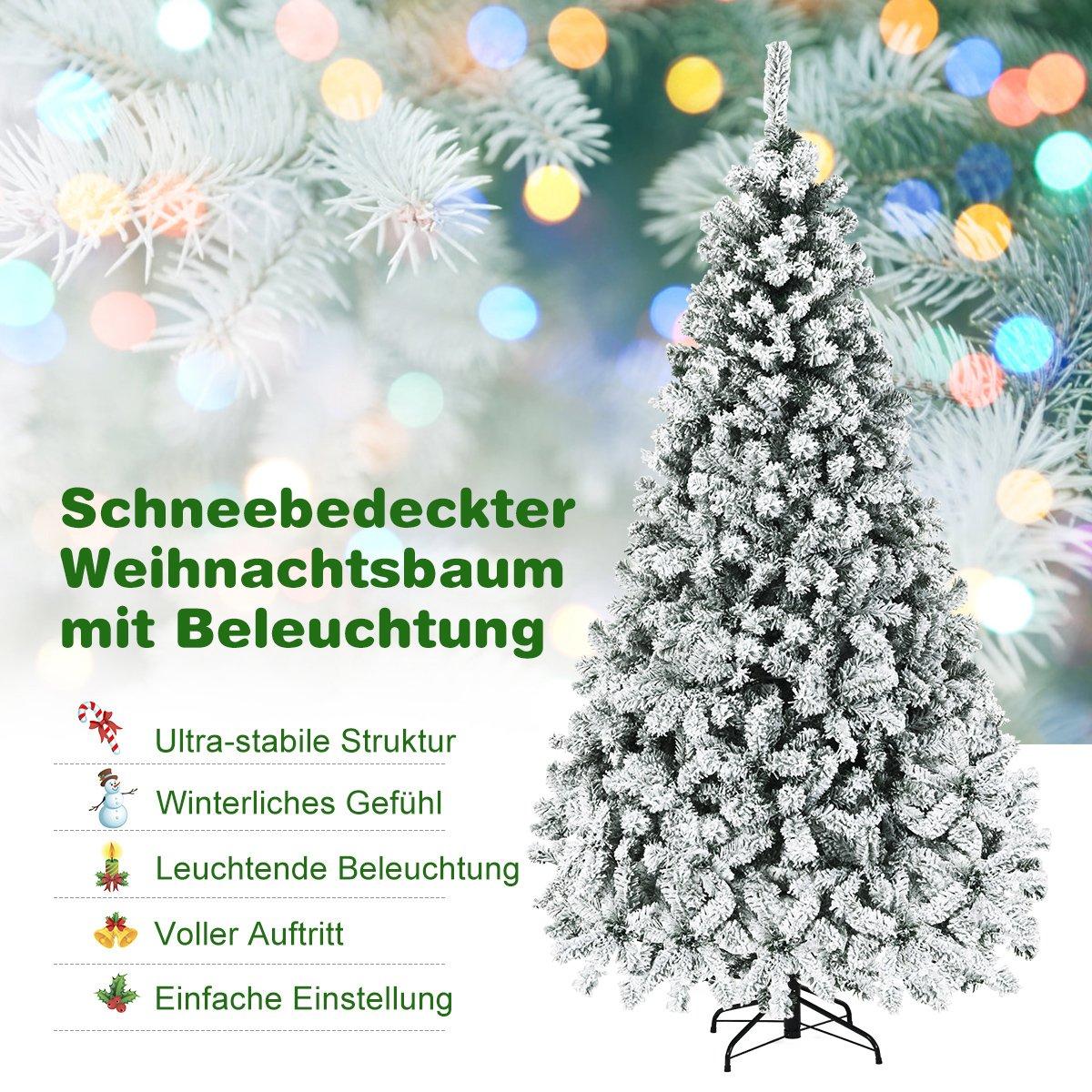 225cm Artificial Christmas Tree with Snow and Warm LED Lights