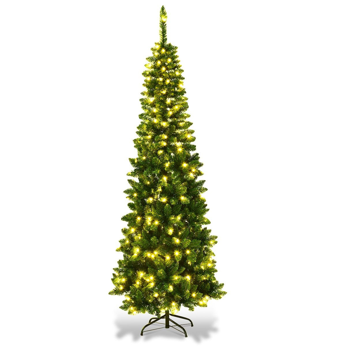 225cm Christmas Tree High Quality PVC Needles Pencil Shaped Christmas Tree Green
