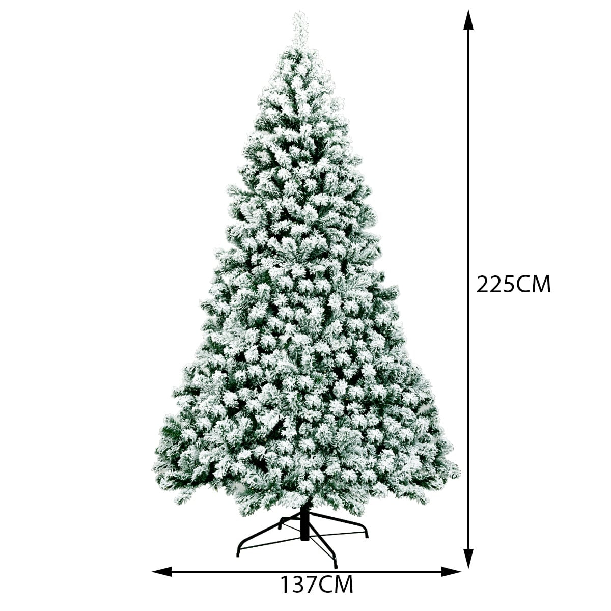 225 cm Pre-Lit Snowy Christmas Tree with Metal Stand