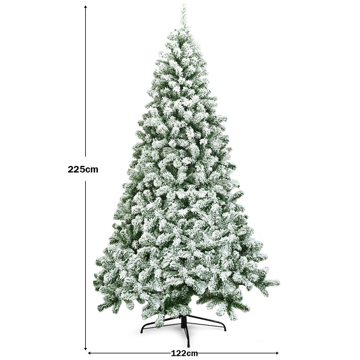 225 cm Snowy Artificial Christmas Tree with Metal Stand