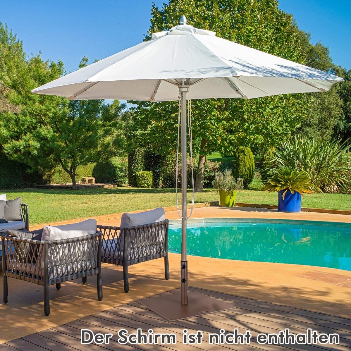 22.5 kg heavy parasol base square umbrella base on wheels for outdoor use brown