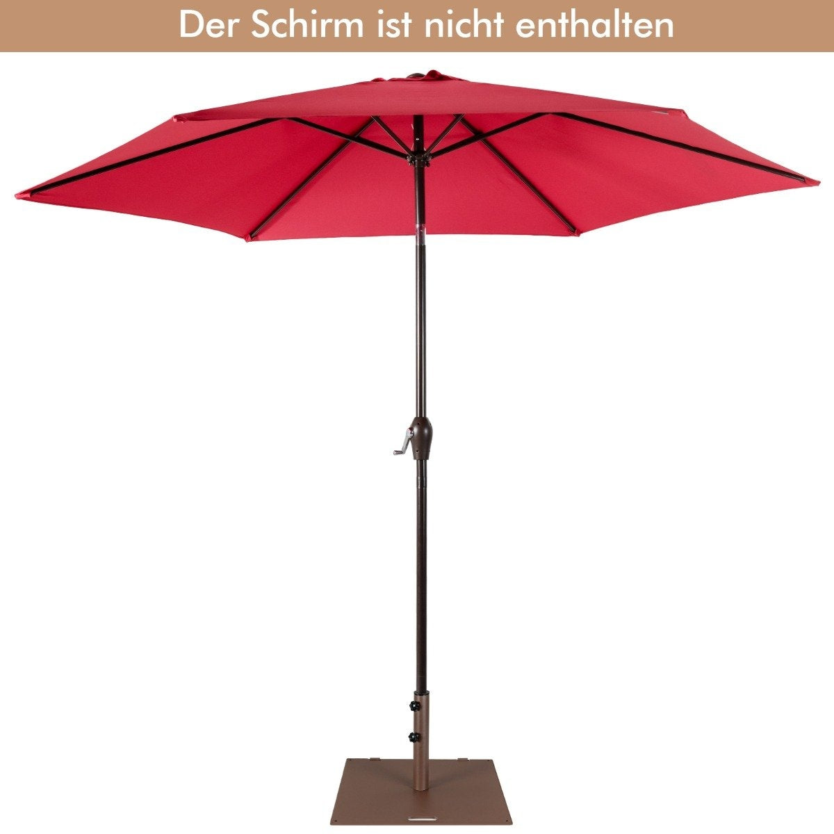 22.5 kg heavy parasol base square umbrella base on wheels for outdoor use brown