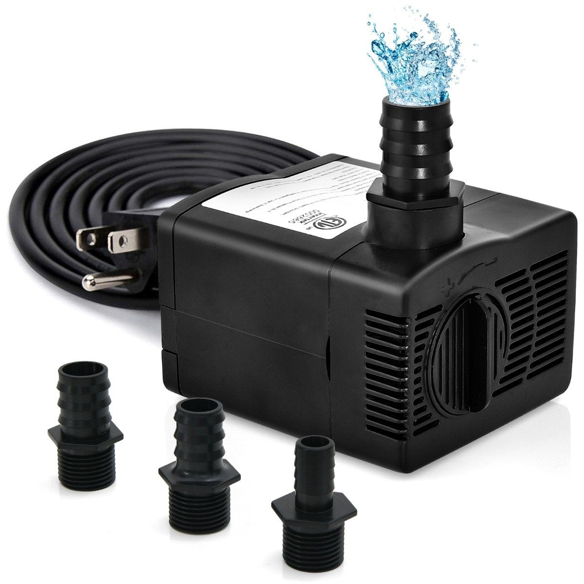 22 W mini aquarium pump with 2.2 m high stroke & 1.83 m power cable & 3 nozzles water pump 900 L/h