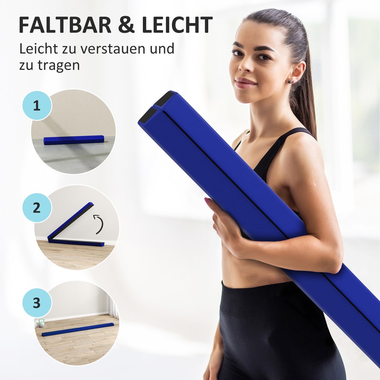 236 cm non-slip folding balance beam for children, indoor/outdoor