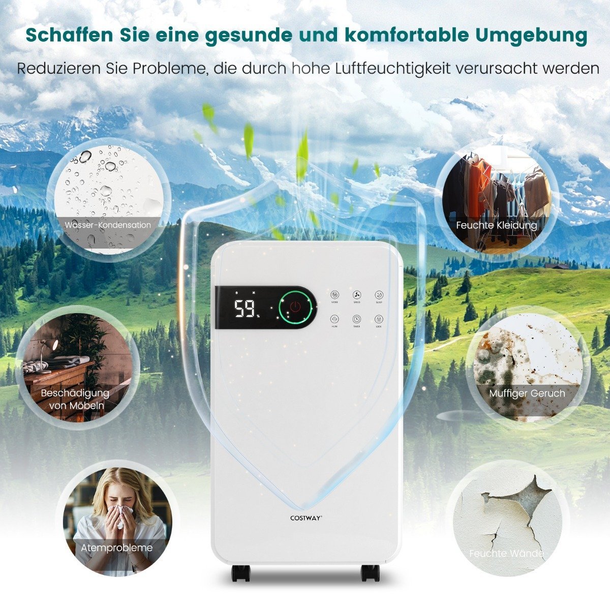 2.3L dehumidifier with sleep mode room dehumidifier for the home basement mobile dehumidifier 24 hour timer