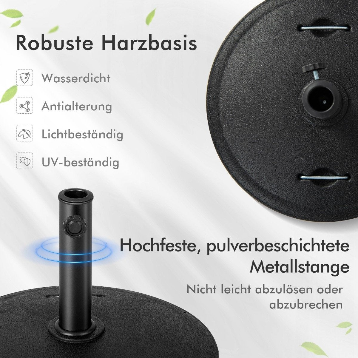 23 kg parasol stand with wheels and handles umbrella stand for umbrella poles of 38/48 mm Ø52 cm market umbrella stand
