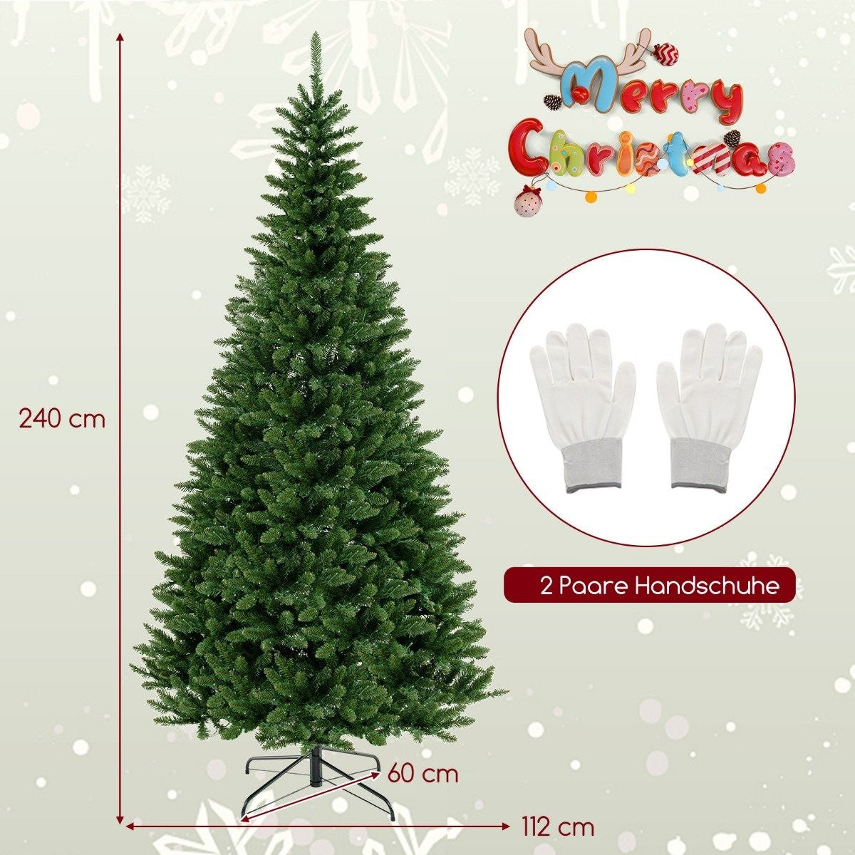 240 cm Artificial Christmas Tree with Lighting for 270° Corner Artificial Christmas Tree for Home Green