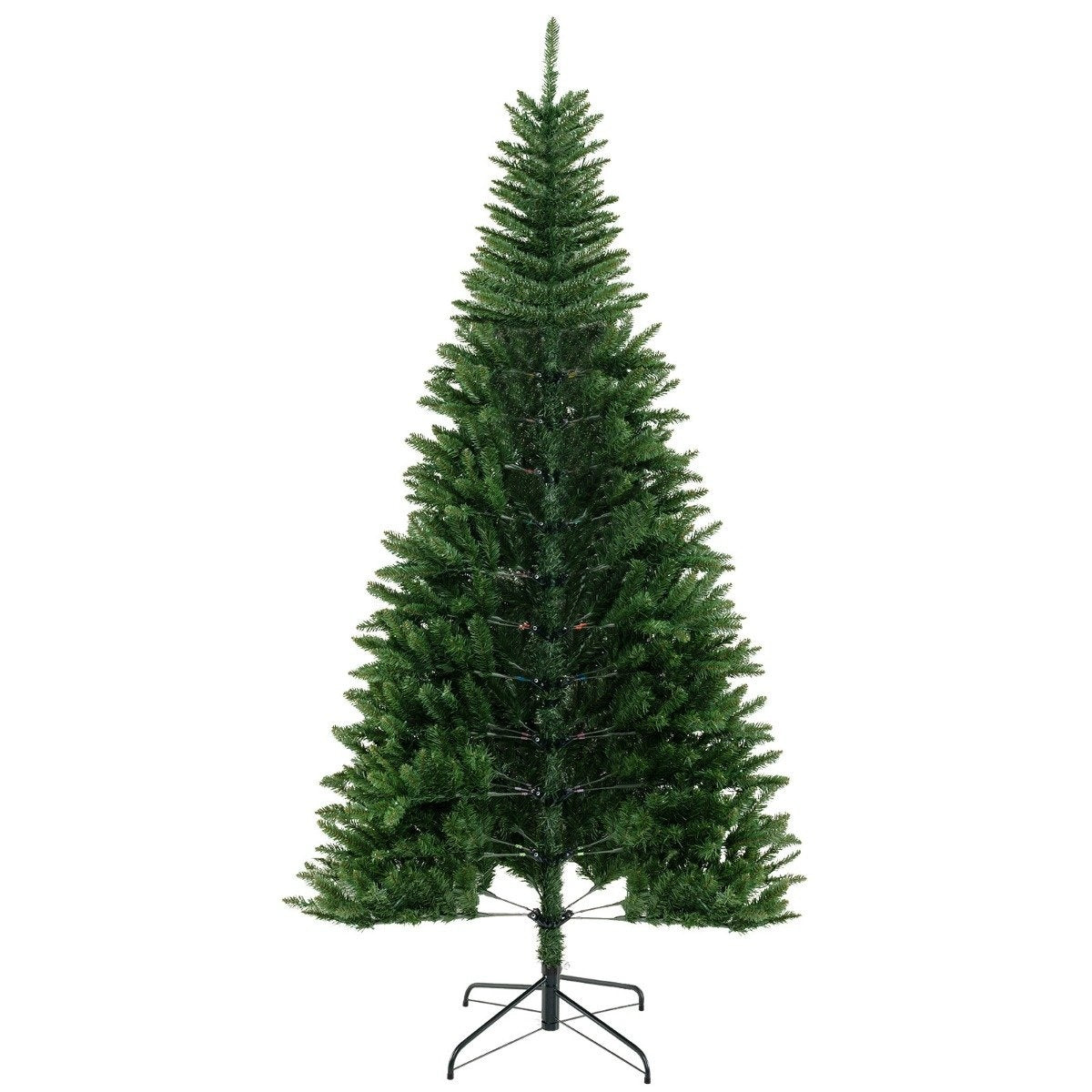 240 cm Artificial Christmas Tree with Lighting for 270° Corner Artificial Christmas Tree for Home Green