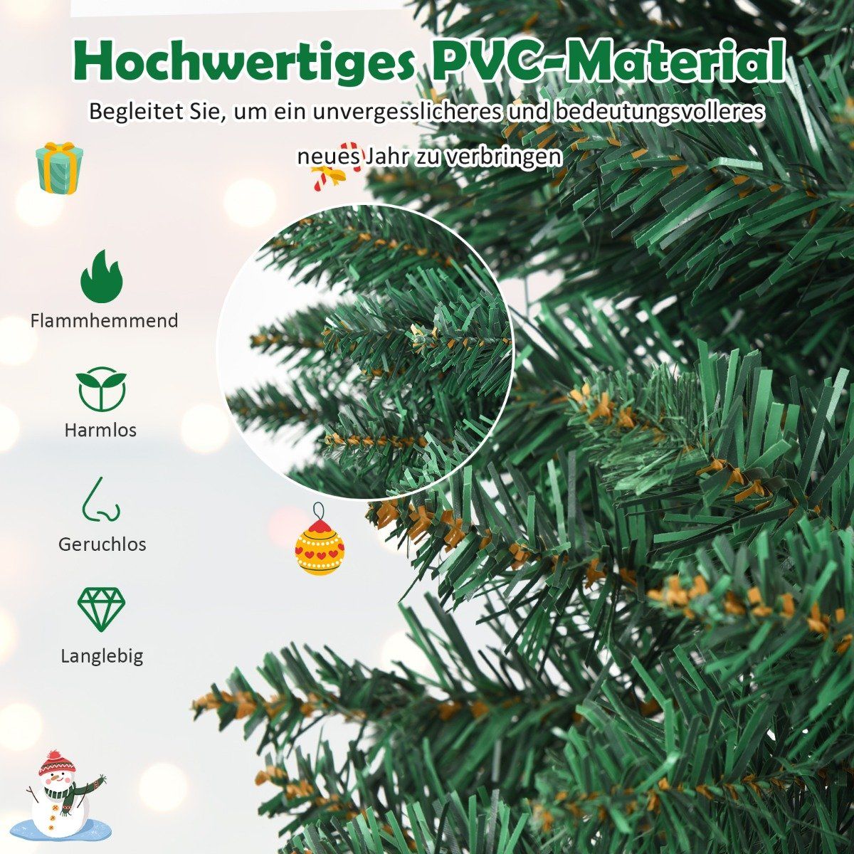 240cm Christmas Tree High Quality PVC Needles Artificial Pencil Shaped Christmas Tree Green