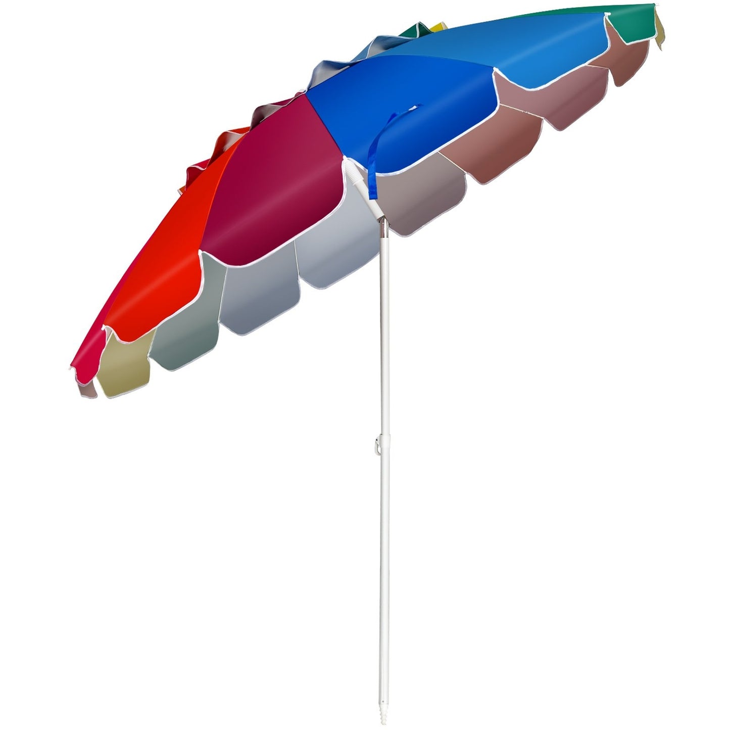 243cm Beach Parasol Outdoor Parasol Beach Umbrella Aluminum Tiltable Patio Umbrella - Colorful