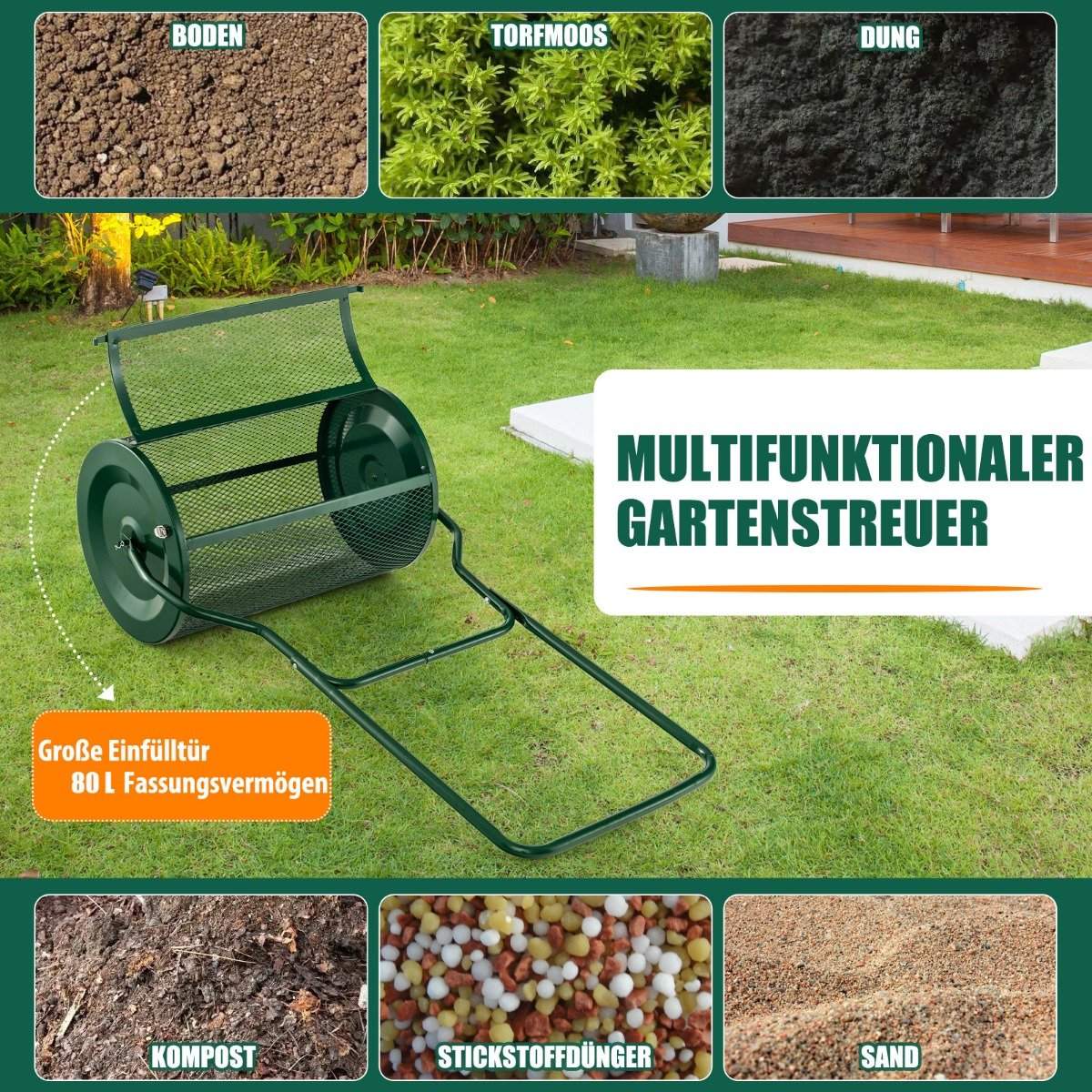 24" Tall Compost Spreader Peat Spreader with Improved U-Shaped Handle