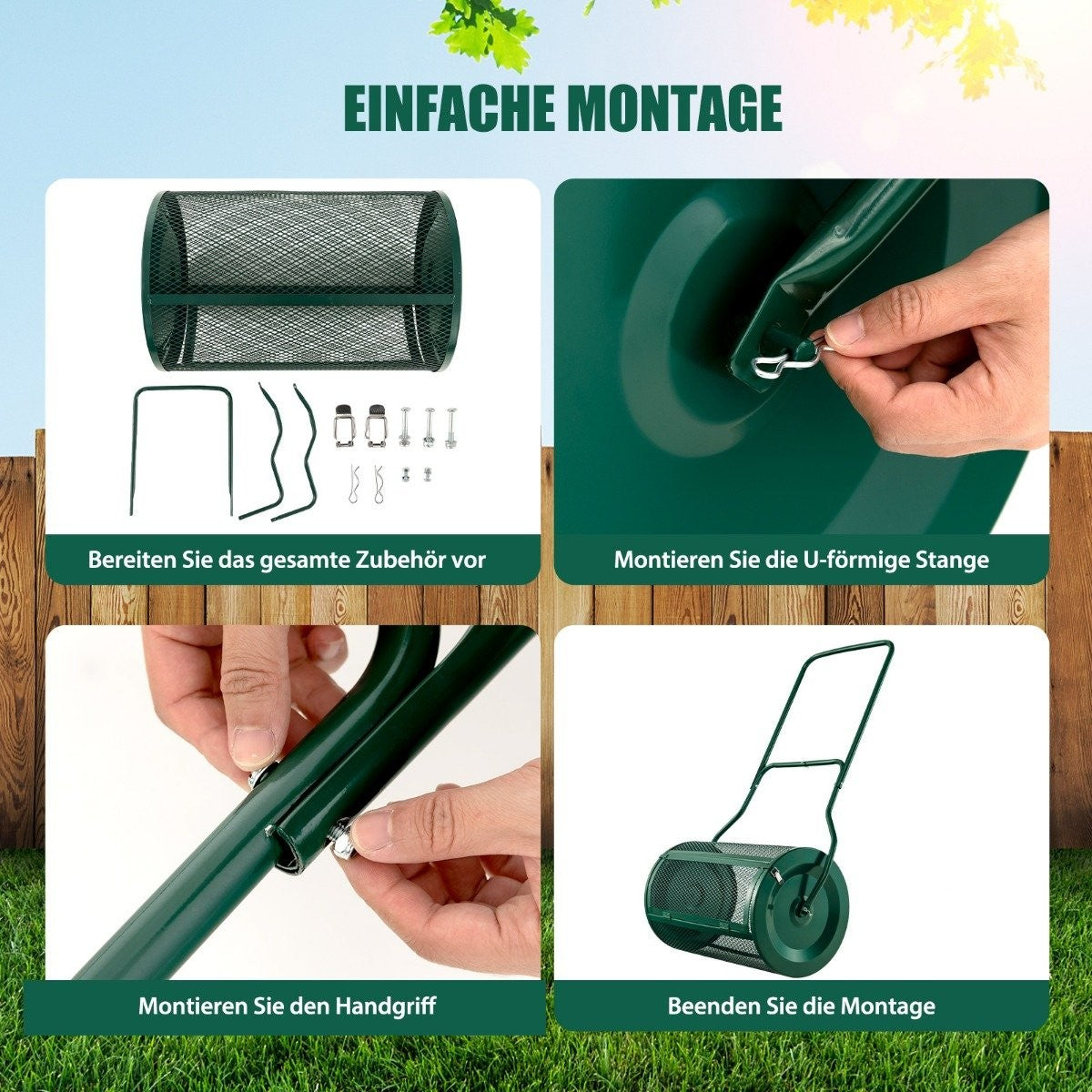 24" Tall Compost Spreader Peat Spreader with Improved U-Shaped Handle