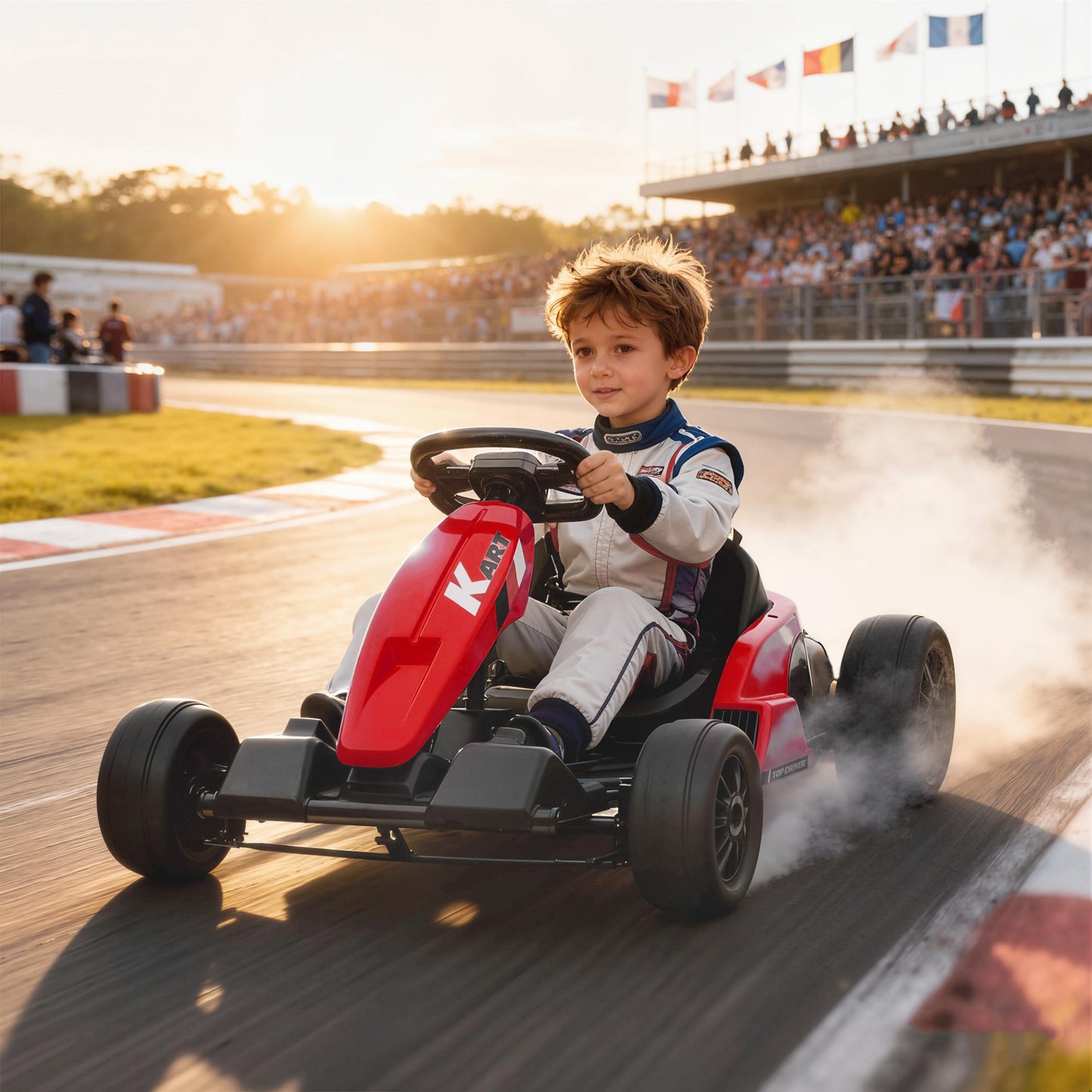24V Electric Go-Kart, Drift Mode, Adjustable Seat, Ages 6-12