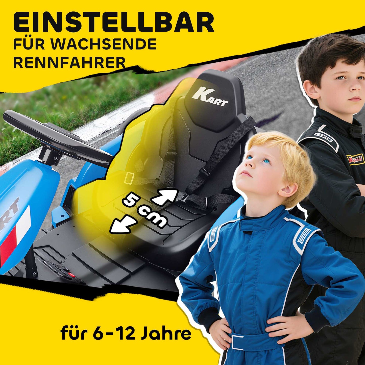 24V Electric Go-Kart, Drift Mode, Adjustable Seat, Ages 6-12