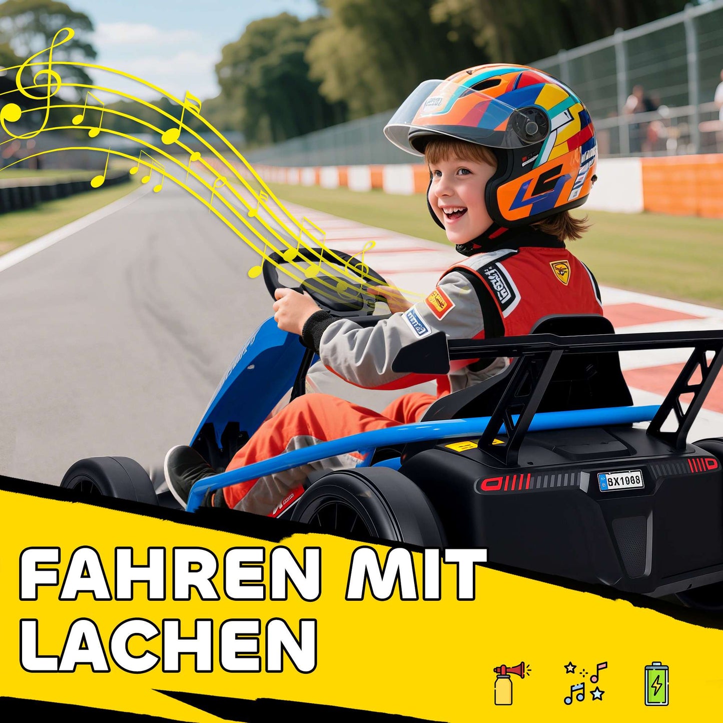 24V Electric Go-Kart for Drifting, Ages 8-12, Blue