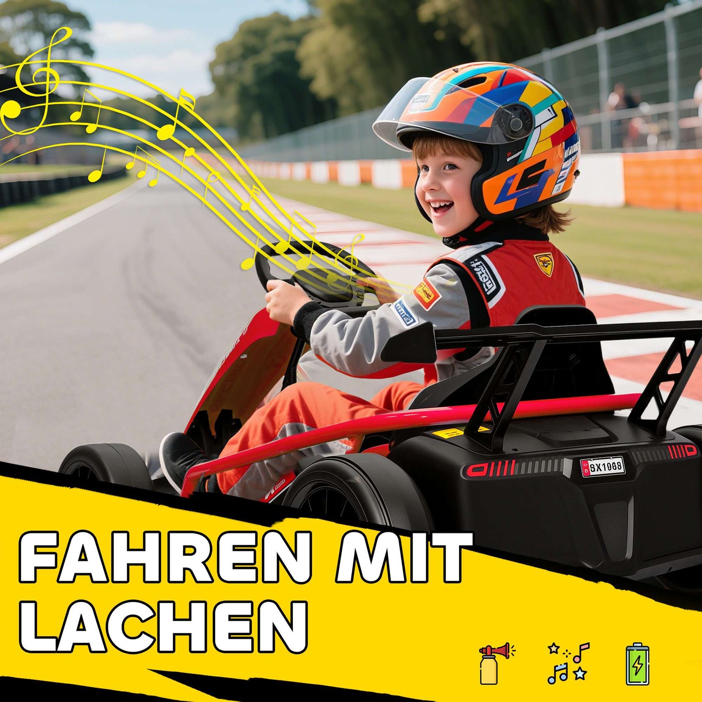 24V Electric Go-Kart for Drifting, Ages 8-12, Red