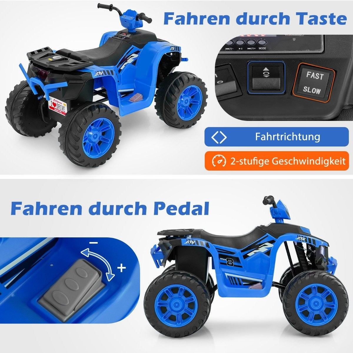 24V Electric Kids Quad Electric Quad with Wireless Connection Electric Quad Blue