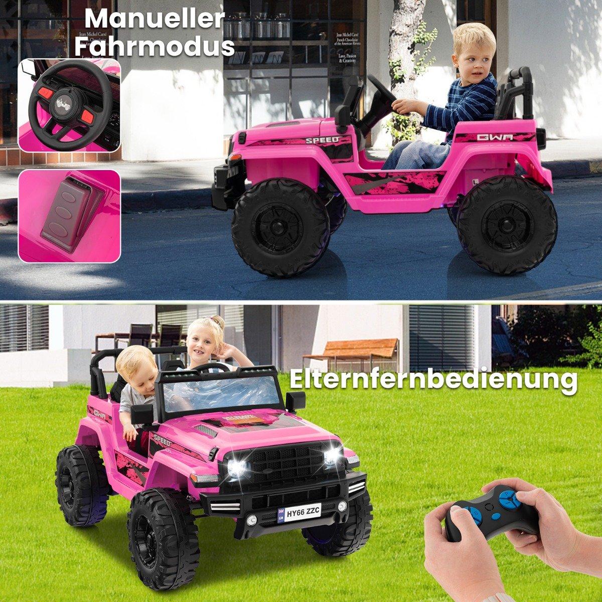 24V Kids Electric Ride-On Car, 2-Seater, Pink, USB & Music