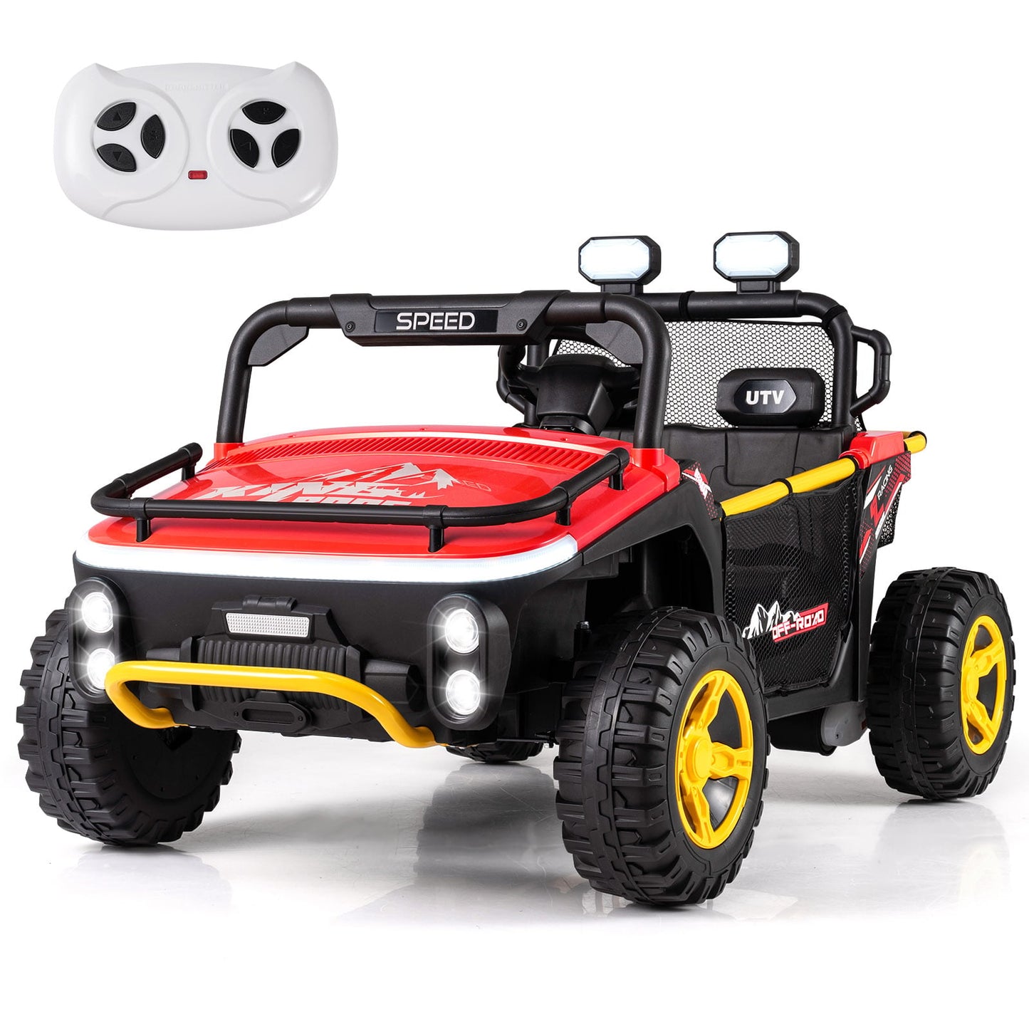 24V Kids Electric Ride-On Truck, 2-Seater, Remote, Red