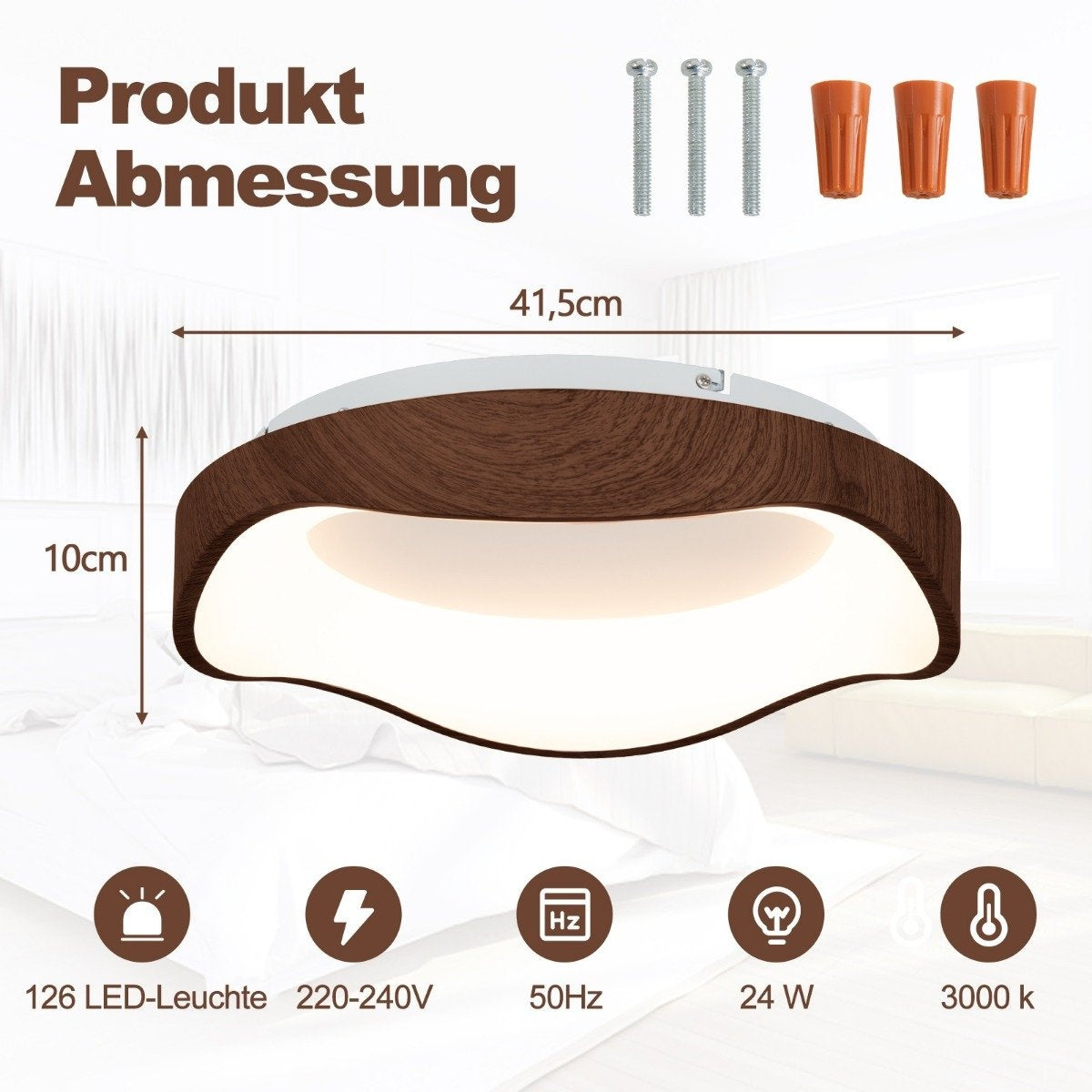 24W LED ceiling light energy saving ceiling lamp with wood grain 41.5 x 10 cm