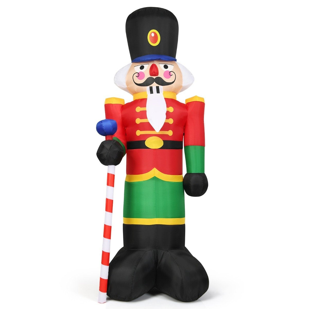 2.4m High Inflatable Christmas Nutcracker Soldier with 3 LED Lights and Candy Stick Colorful