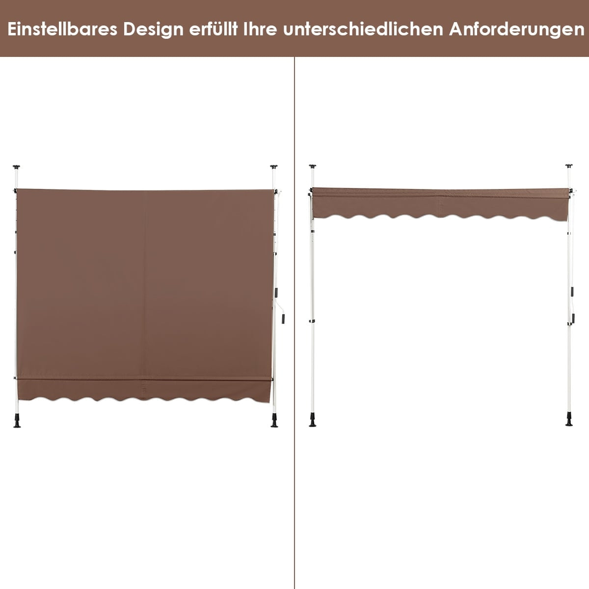 250 cm Adjustable UV-Resistant Awning for Balcony