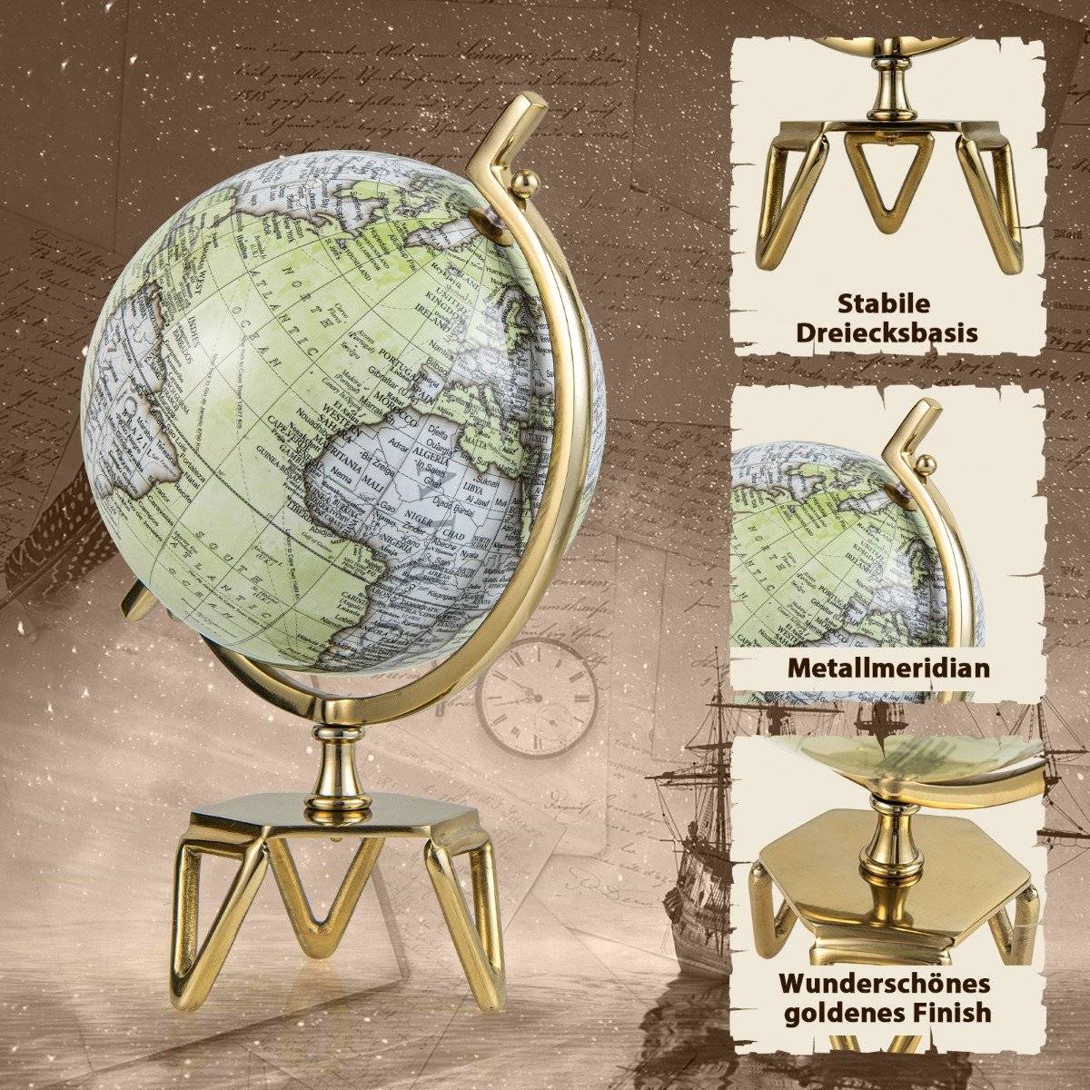 Ø 25.5 cm Antique globe with metal base Rotating student globe Geographic globe Ø 25.5 cm