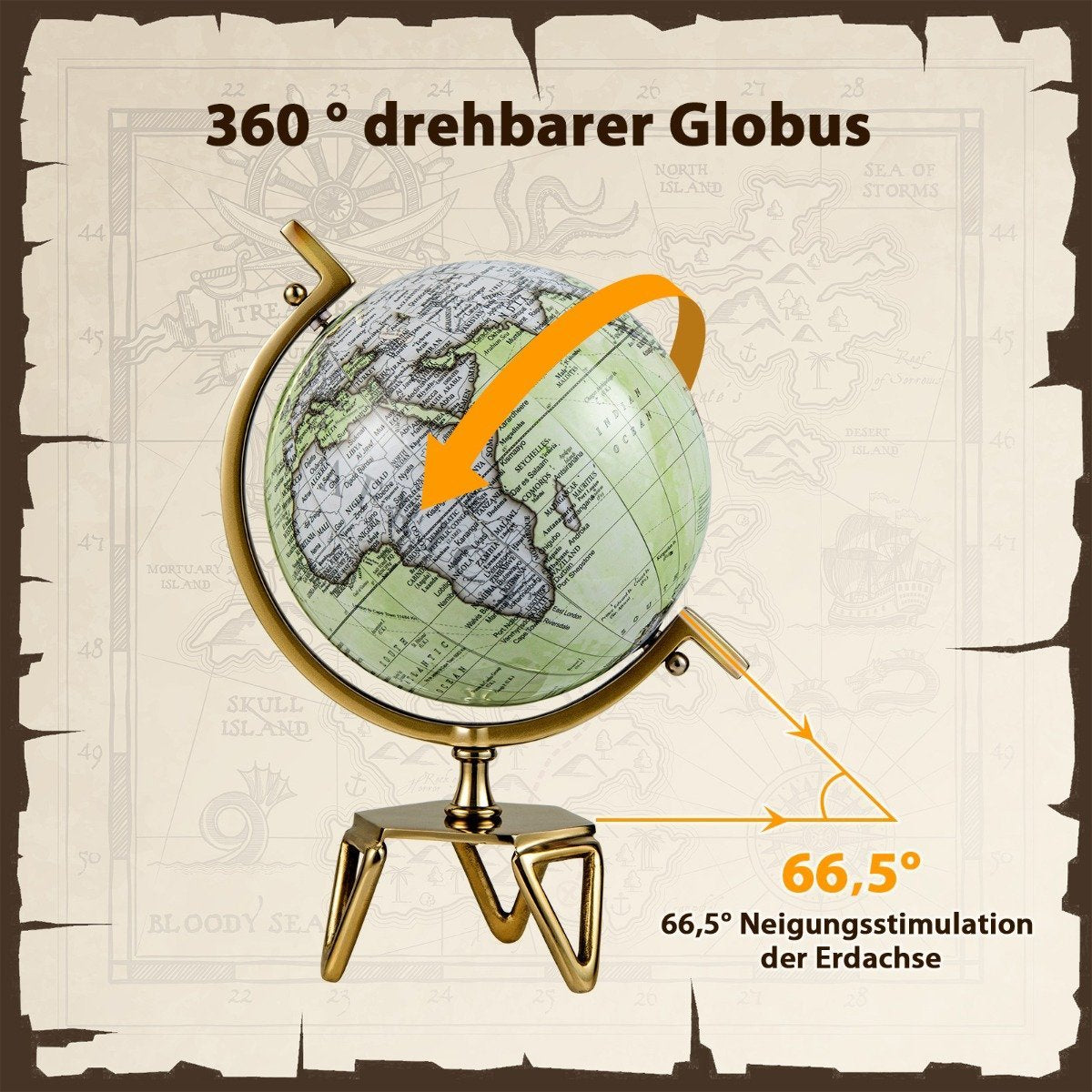 Ø 25.5 cm Antique globe with metal base Rotating student globe Geographic globe Ø 25.5 cm