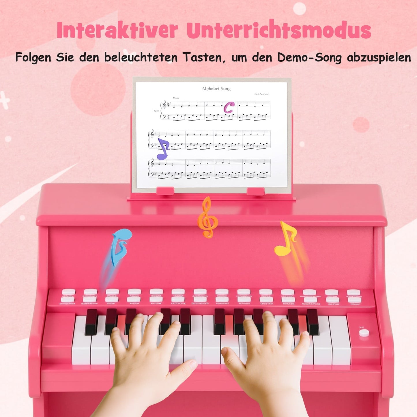 25-Key Kids Digital Piano, Adjustable Speed, Pink