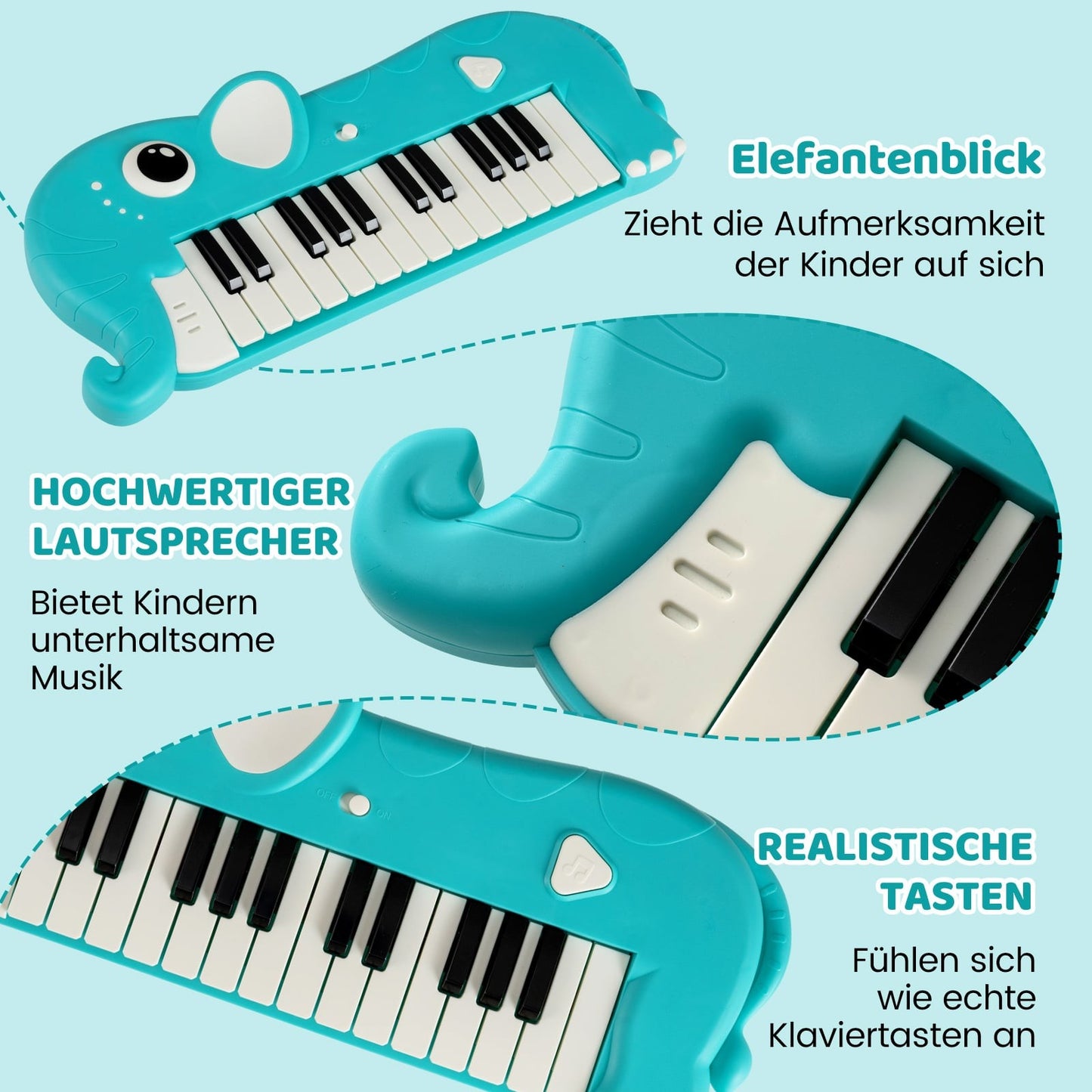 25-Key Kids Digital Piano with Music & Lights, Blue