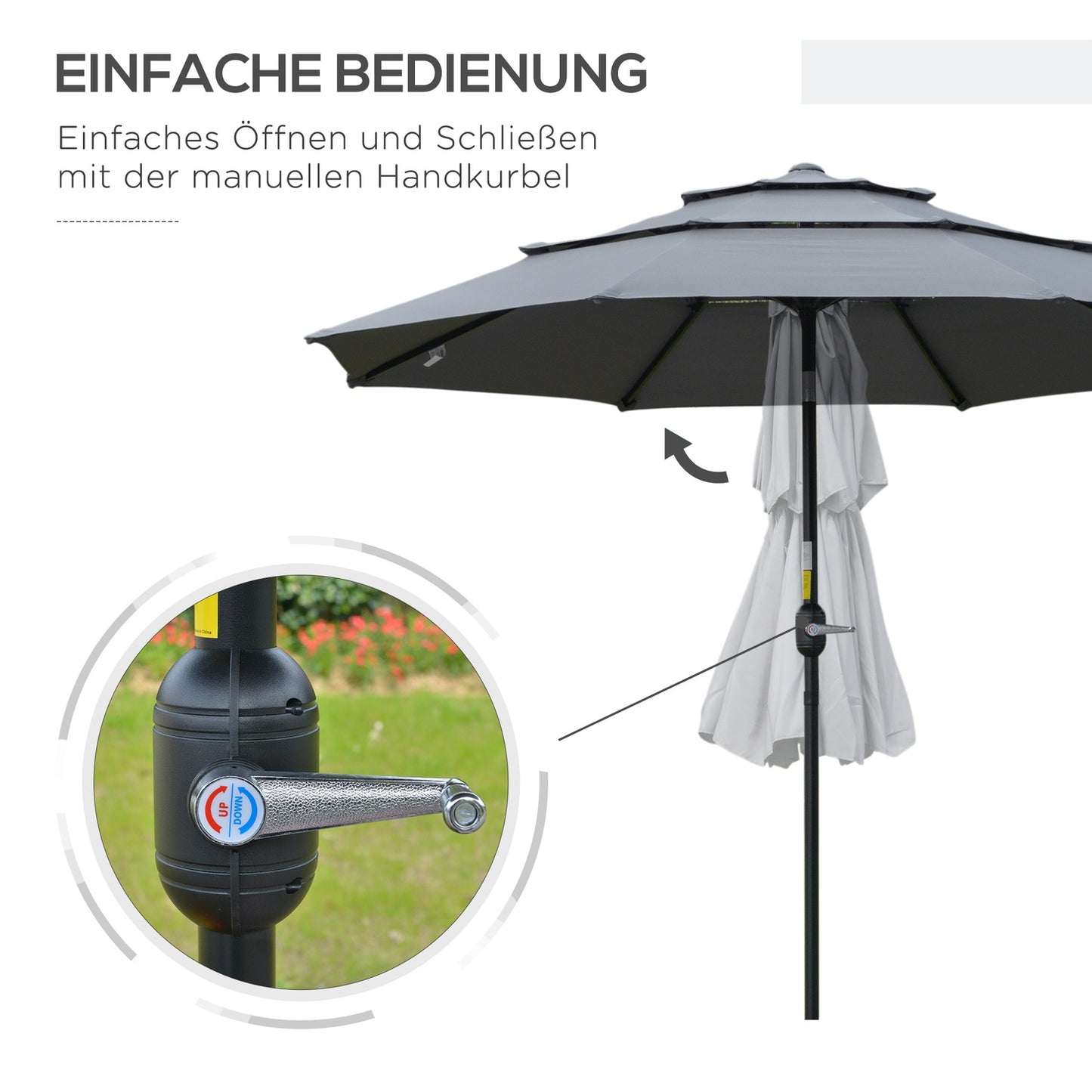2.6M Patio Umbrella, Rotating, 3-Tier, Sunshade